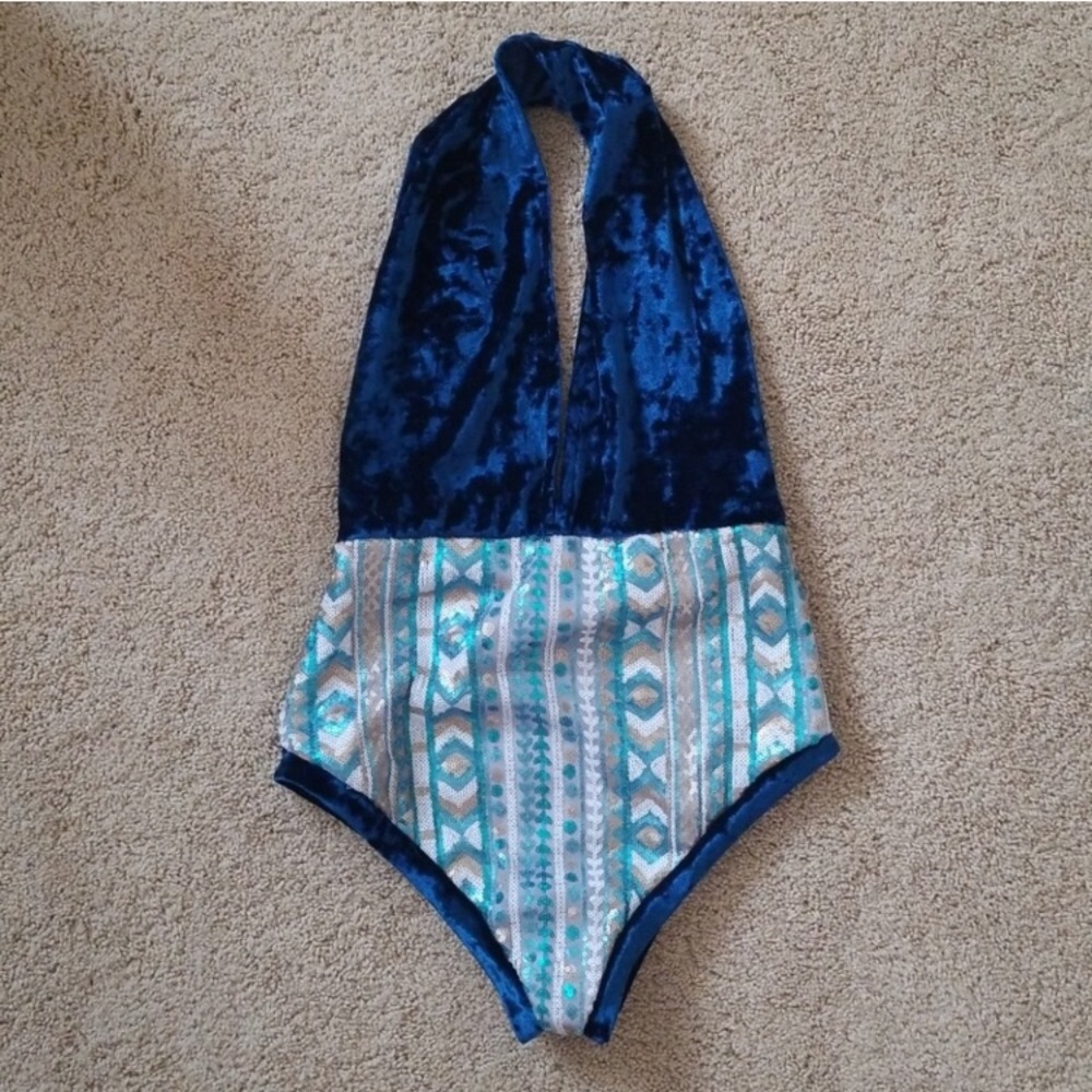 Blue and Patterned Women Top